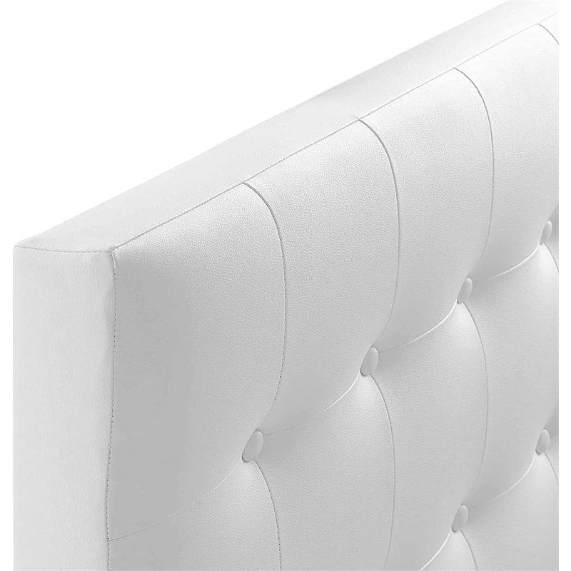 Modern Vinyl Twin Panel Headboard with Wood Frame in White