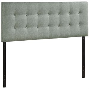Modern Fabric Upholstered Full Panel Headboard in Gray
