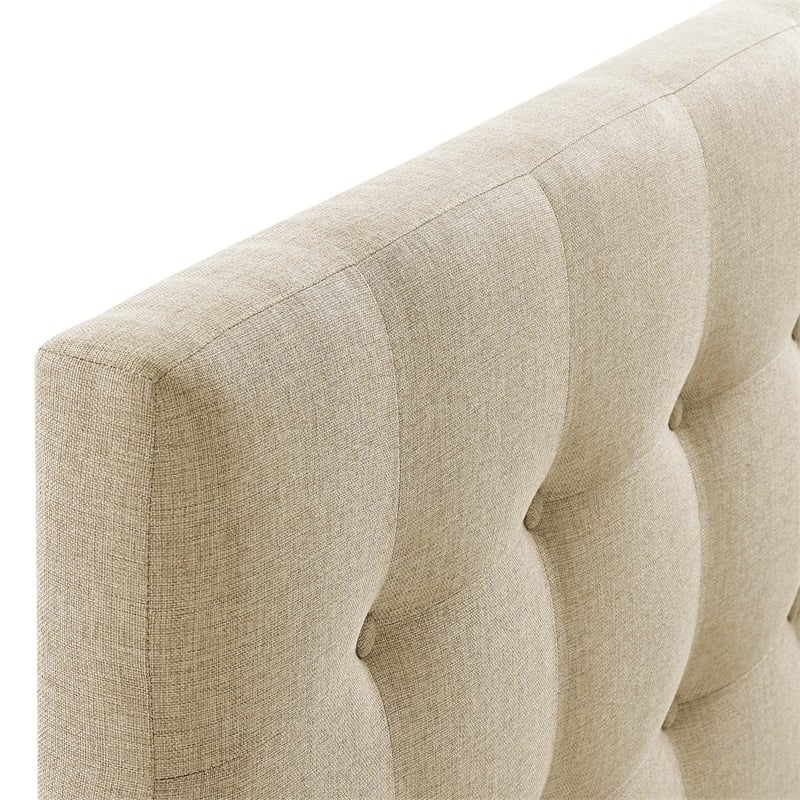 Modern Fabric Upholstered Full Panel Headboard in Beige