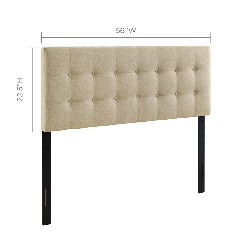 Modern Fabric Upholstered Full Panel Headboard in Beige