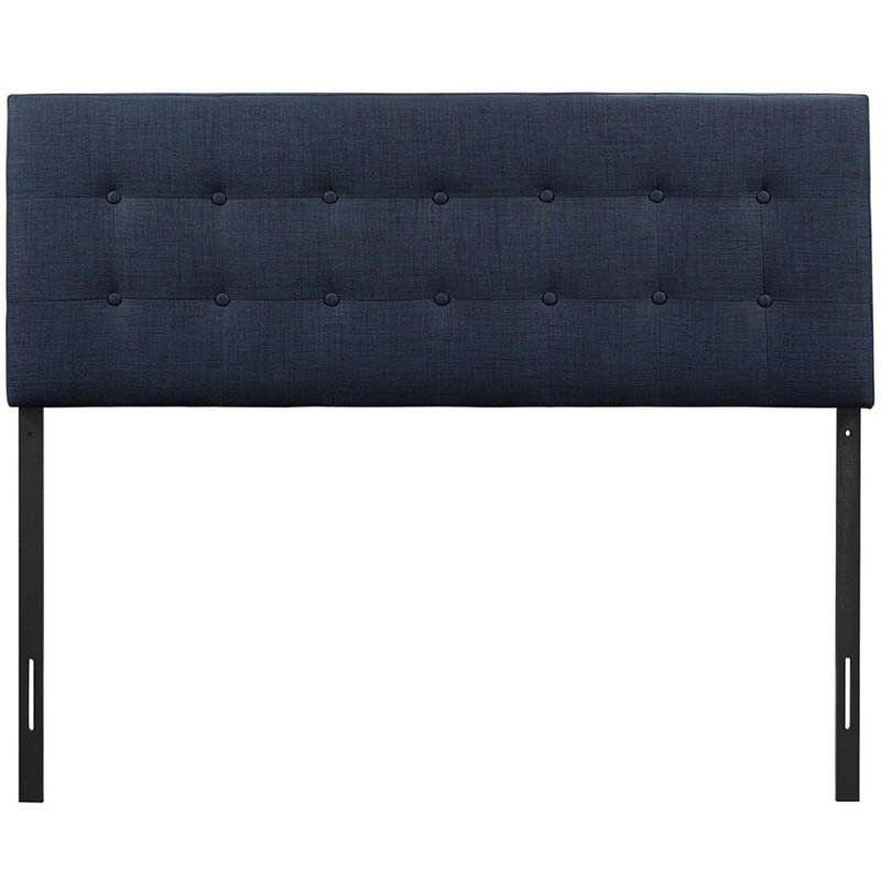 Modern Fabric Upholstered Queen Panel Headboard in Navy