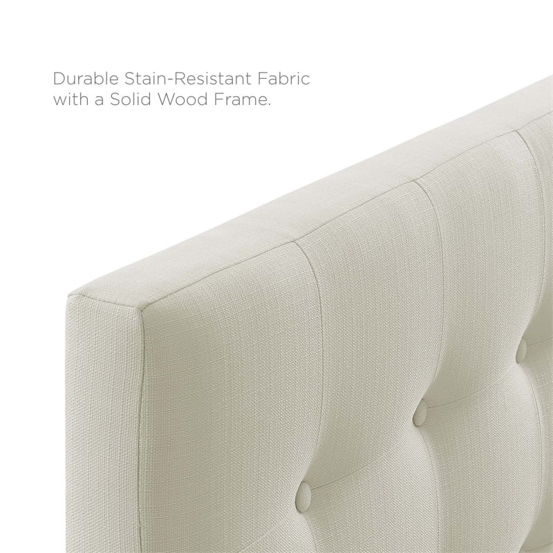 Modern Fabric Upholstered Queen Panel Headboard in Ivory