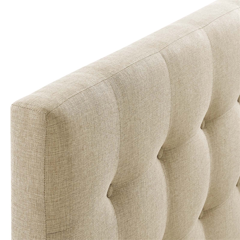 Modern Fabric Upholstered Queen Panel Headboard in Beige
