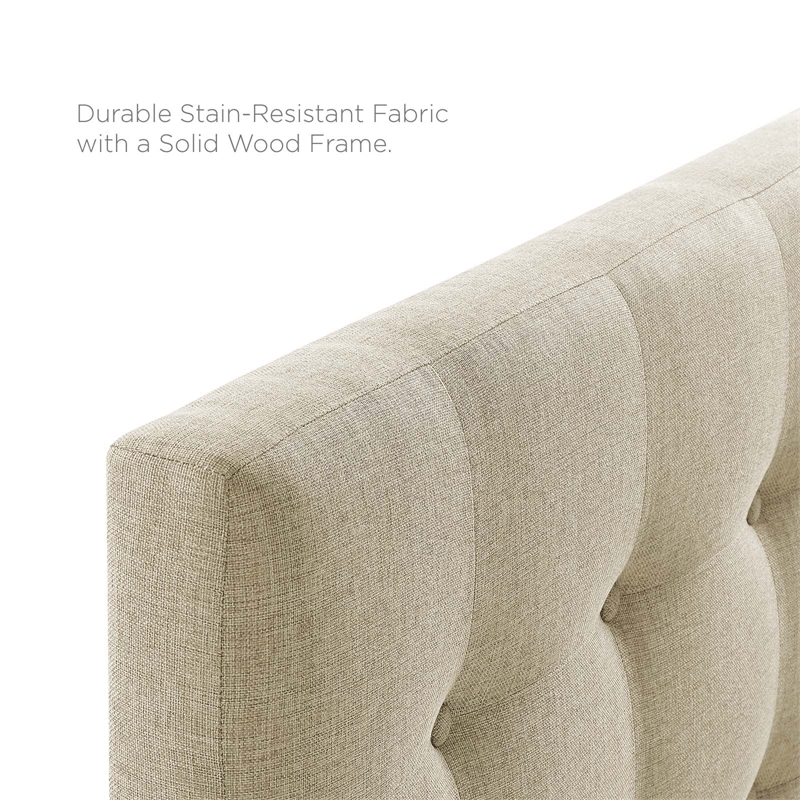 Modern Fabric Upholstered Queen Panel Headboard in Beige