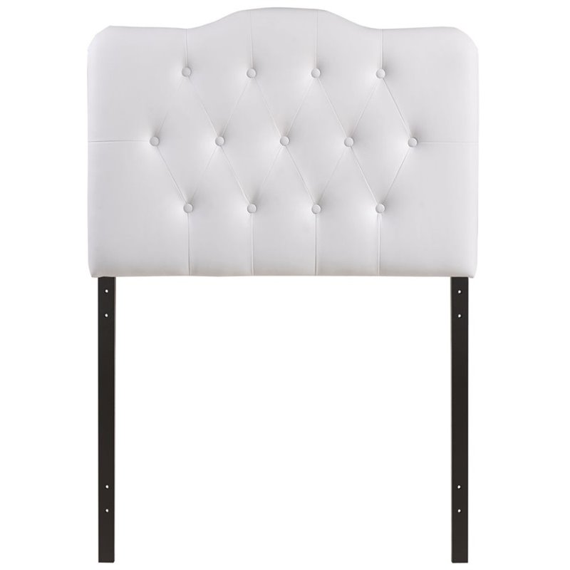 Modern Vinyl Twin Tufted Panel Headboard with Wood Frame in White