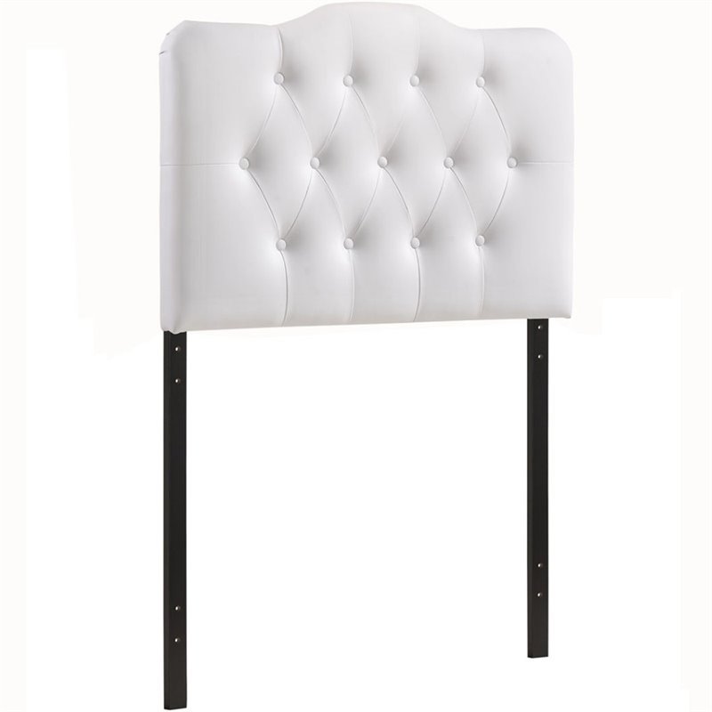Modern Vinyl Twin Tufted Panel Headboard with Wood Frame in White