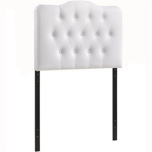 Modern Vinyl Twin Tufted Panel Headboard with Wood Frame in White