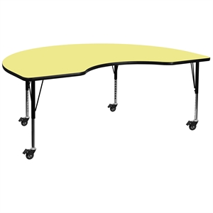 Kidney Shaped Activity Table with Casters in Yellow