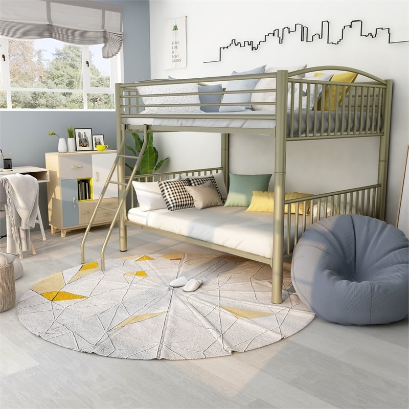 Rosebery Kids Contemporary Metal Full over Full Bunk Bed in Gold