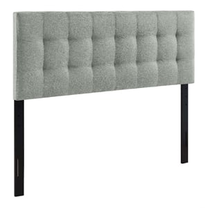 Modern Fabric Queen Tufted Panel Headboard in Gray