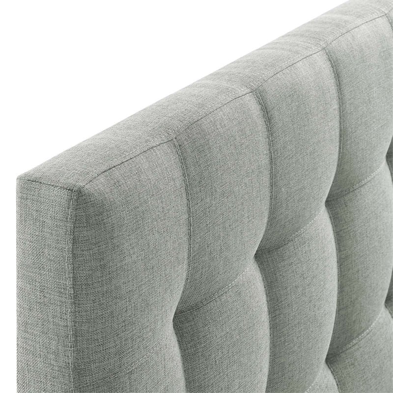 Modern Fabric Queen Tufted Panel Headboard in Gray