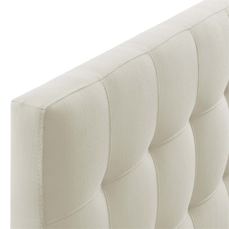Modern Fabric Queen Tufted Panel Headboard in Ivory