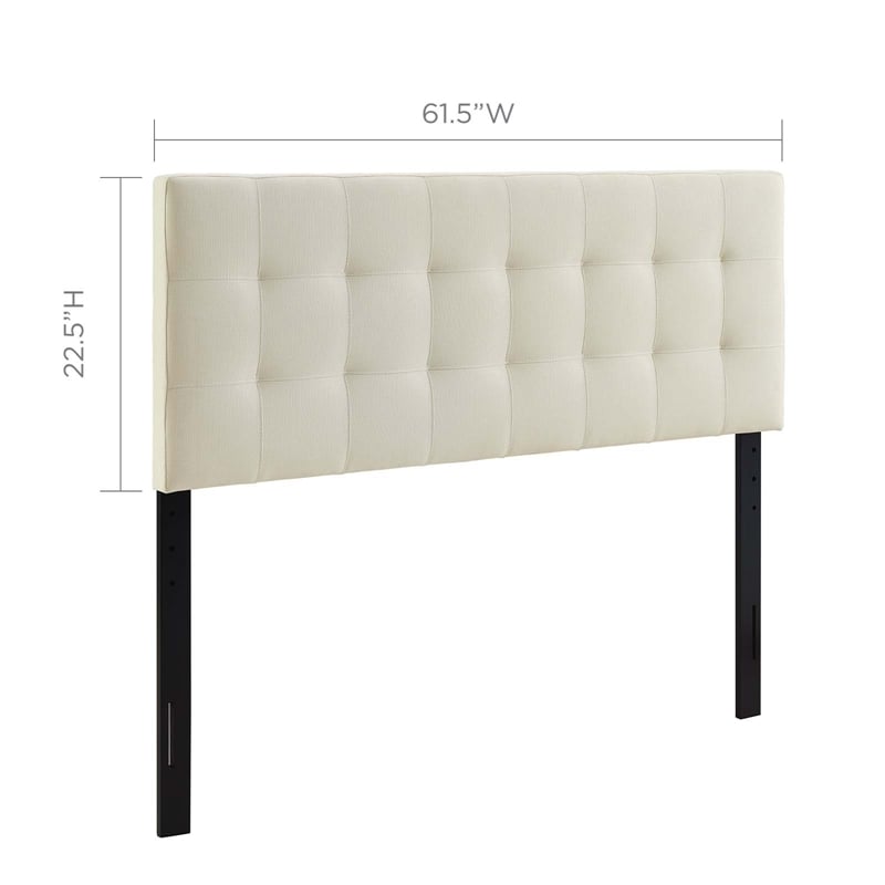 Modern Fabric Queen Tufted Panel Headboard in Ivory