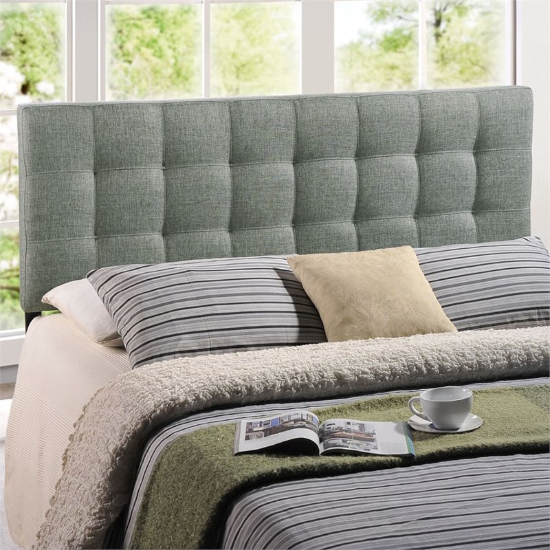 Full Tufted Panel Headboard in Gray