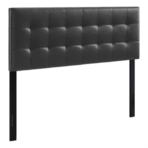 Modern Faux Leather Full Tufted Panel Headboard in Black