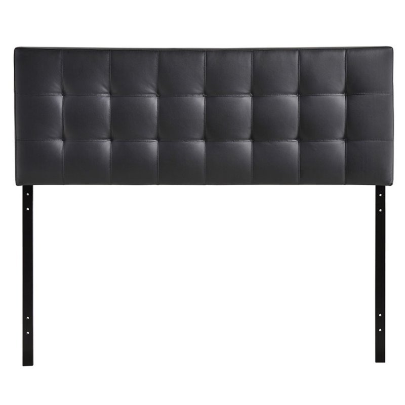 Modern Faux Leather Full Tufted Panel Headboard in Black