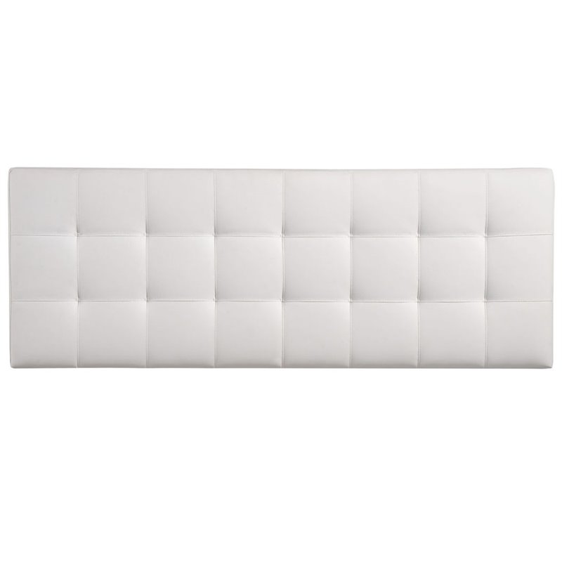 Modern Faux Leather Full Tufted Panel Headboard in White