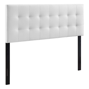 Modern Faux Leather Full Tufted Panel Headboard in White