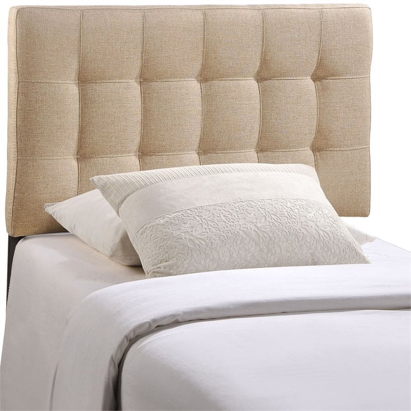 Modern Fabric Twin Tufted Panel Headboard in Beige