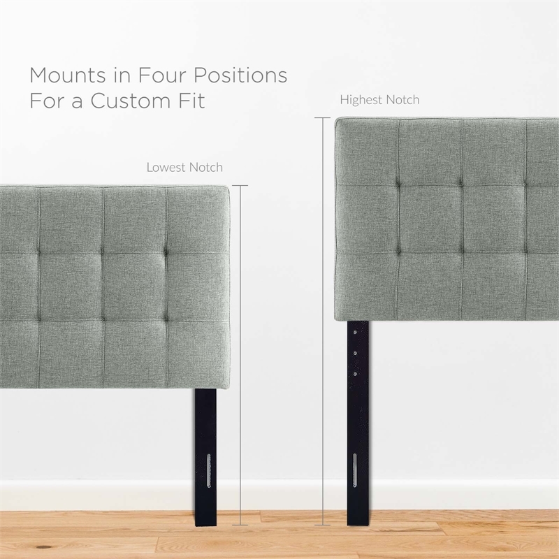 Modern Fabric Twin Tufted Panel Headboard in Gray