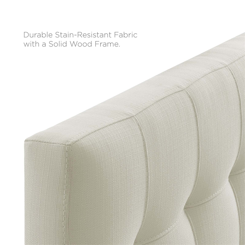 Modern Fabric Twin Tufted Panel Headboard in Ivory