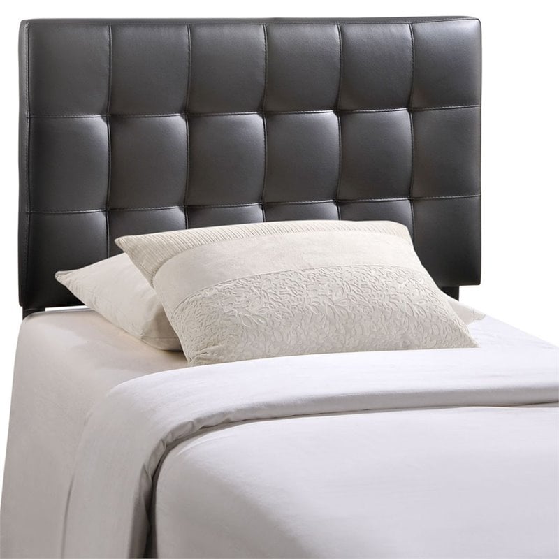 Twin Vinyl Tufted Panel Headboard in Black