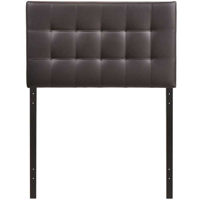 Modern Vinyl Twin Tufted Panel Headboard in Brown
