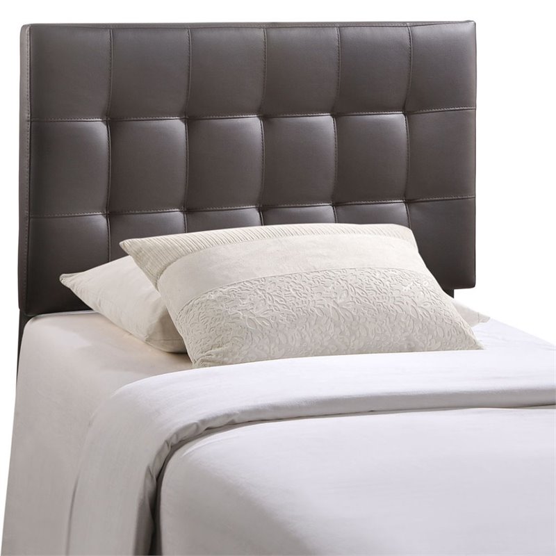 Modern Vinyl Twin Tufted Panel Headboard in Brown