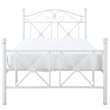 Farmhouse Metal Twin Bed with Lattice Work Header in White
