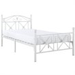 Farmhouse Metal Twin Bed with Lattice Work Header in White