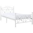 Farmhouse Metal Twin Bed with Lattice Work Header in White