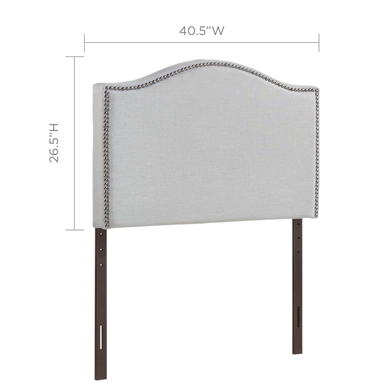 Modern Fabric Upholstered Twin Panel Headboard in Sky Gray