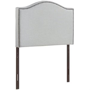 Modern Fabric Upholstered Twin Panel Headboard in Sky Gray