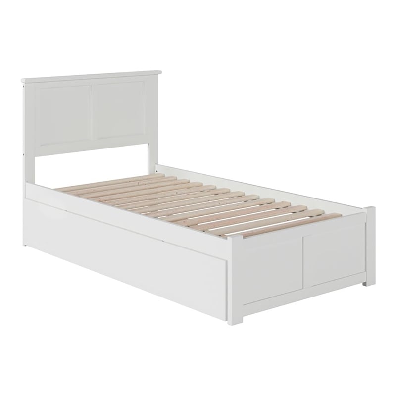 Rosebery Kids Madison Twin Wood Platform Bed and Twin Trundle in White