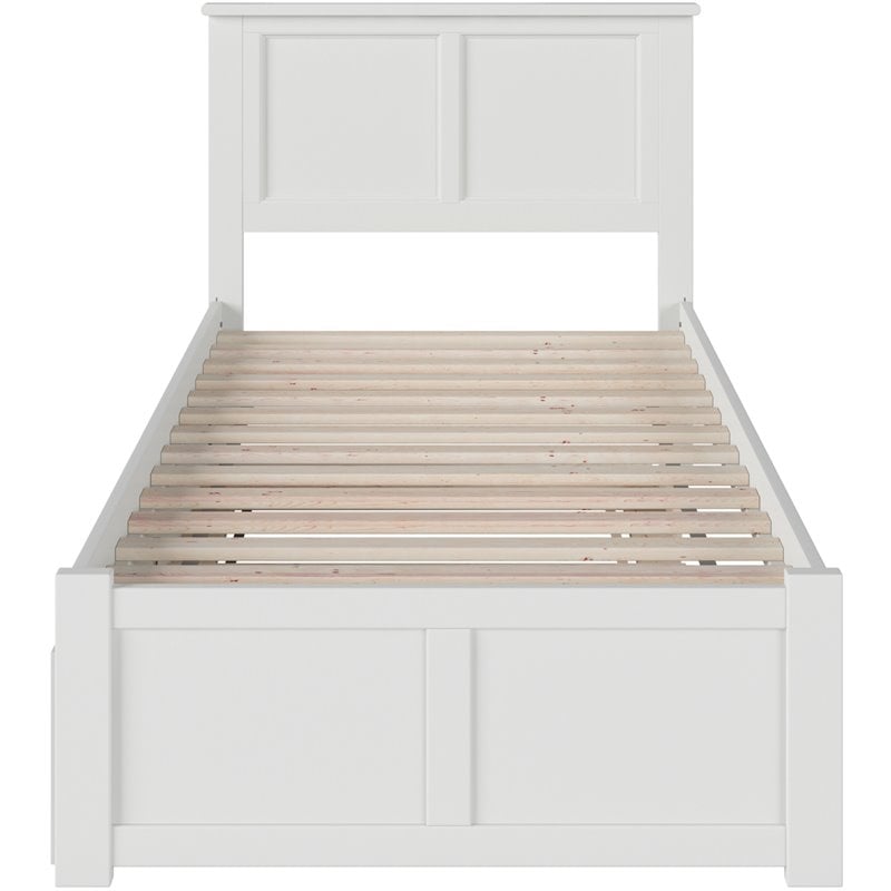 Rosebery Kids Madison Twin Wood Platform Bed and Twin Trundle in White