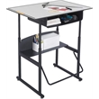 Metal-Plastic Student Desk with Book Box in Gray