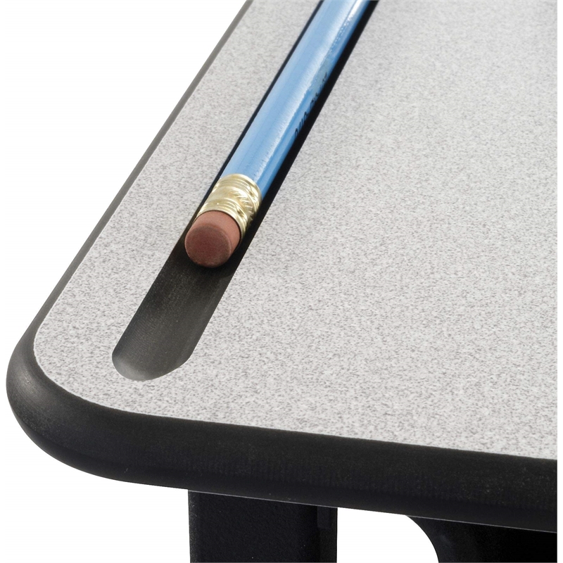 Metal-Plastic Student Desk with Book Box in Gray