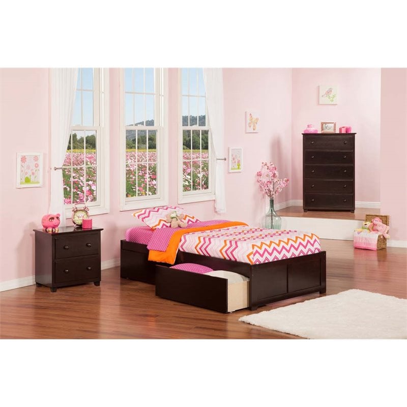 Twin Storage Platform Bed in Espresso