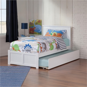 Urban Twin Platform Bed with Trundle in White