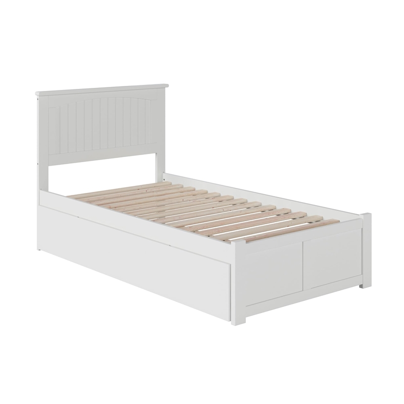 Urban Twin Platform Bed with Trundle in White