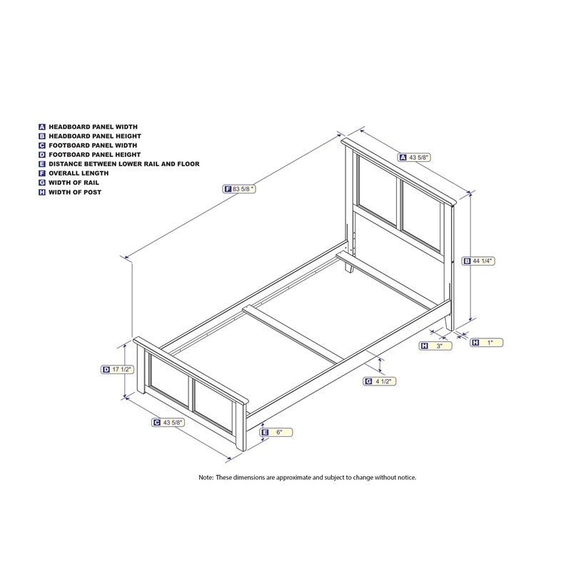 Rosebery Kids Madison Twin XL Wood Foundation Bed  in Espresso