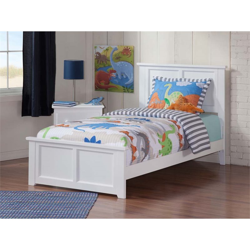 Rosebery Kids Madison Twin XL Wood Foundation Bed w/ Matching Footboard in White