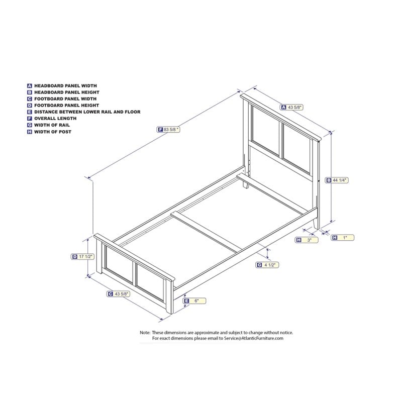 Rosebery Kids Madison Twin XL Wood Foundation Bed w/ Matching Footboard in White