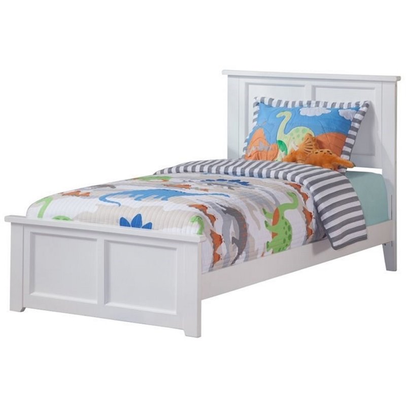 Rosebery Kids Madison Twin XL Wood Foundation Bed w/ Matching Footboard in White