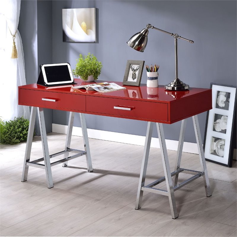 Rosebery Kids Home Office Desk In Red And Chrome Rk 1573667 Rosebery Kids Home Office Desk In Red And Chrome