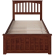 Farmhouse Solid Wood Twin XL Storage Platform Bed in Walnut