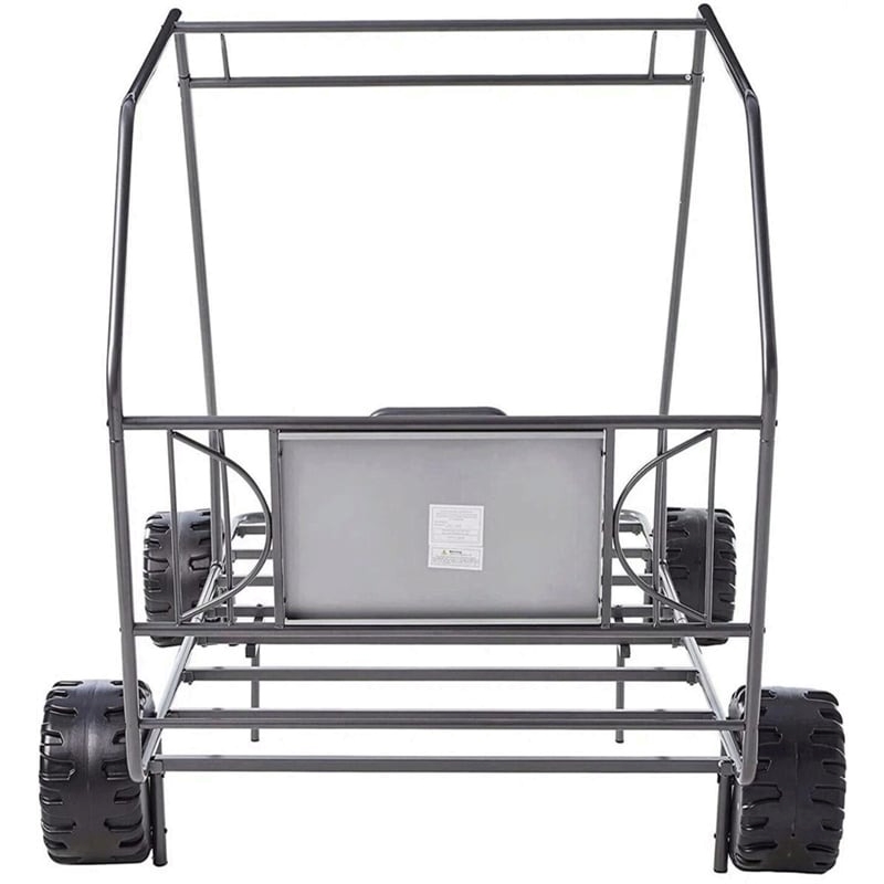 Rosebery Kids Modern Metal Tube Twin Bed with Slat in Black