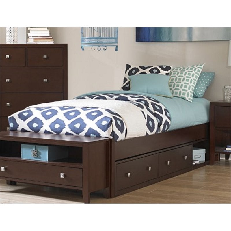 Rosebery Kids Full Storage Platform Bed in Chocolate | Cymax Business