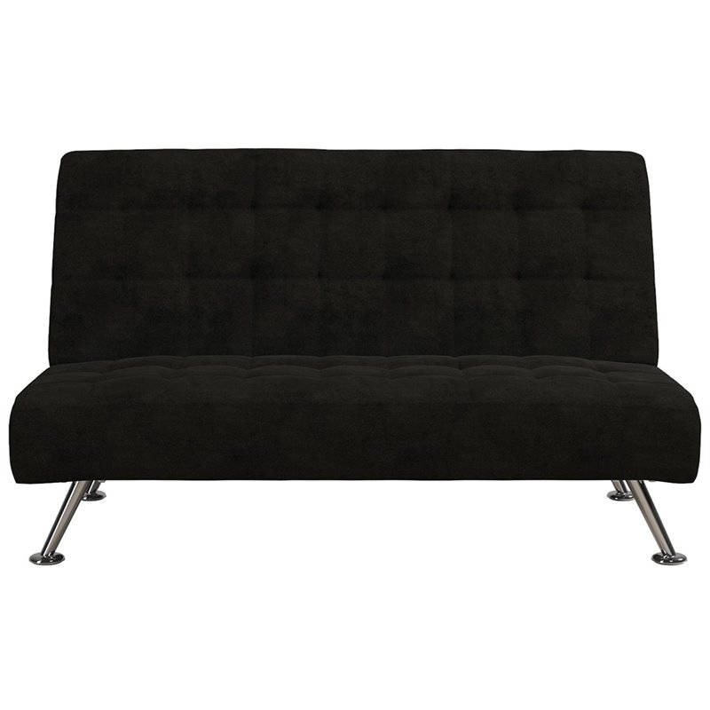Tufted Sleeper Sofa in Black and Chrome