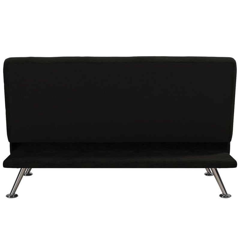 Tufted Sleeper Sofa in Black and Chrome